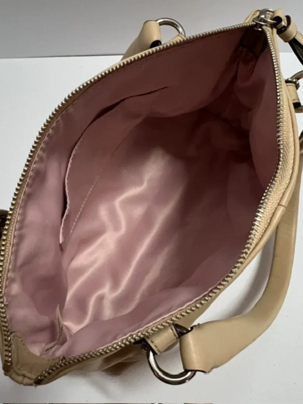Coach Madison Mini Leather Satchel Handbag Beige Top straps w/cert of auth. VTG